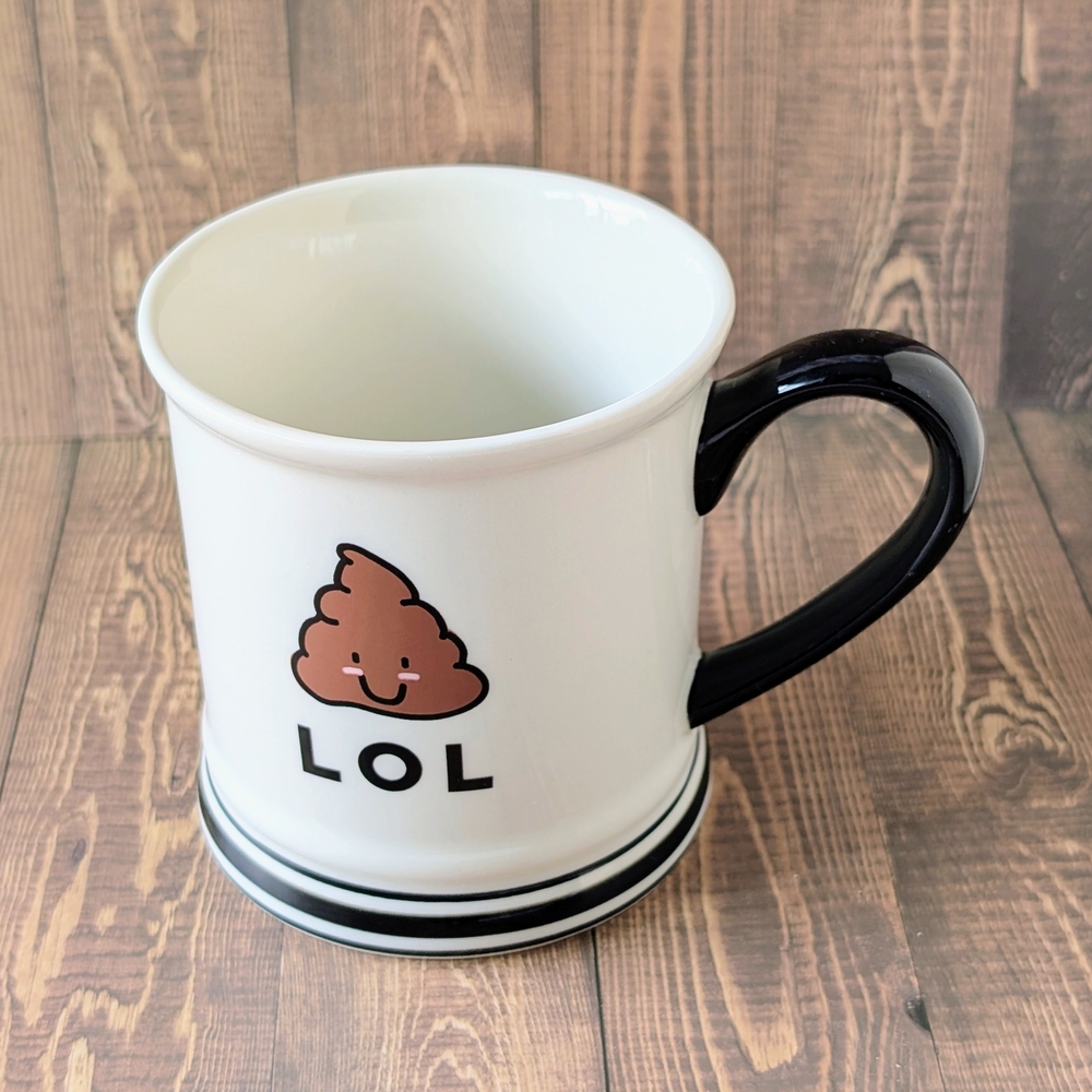 LOL White and Black Poop Emoji Mug